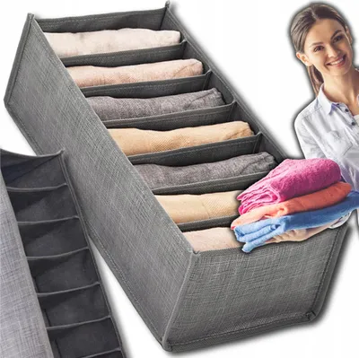 Image de EDIBAZZAR | Organisateur de sous-vêtements pour chaussettes pour armoire, tiroir, récipient, boîte grise