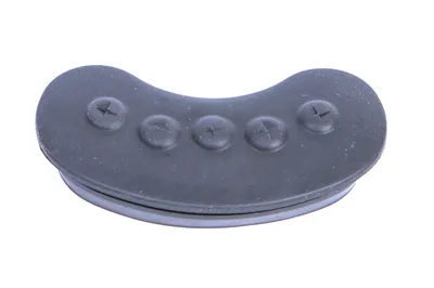 A black rubber contact pad with five screw heads, isolated on a white background.