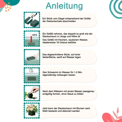 Produktbild von Nass Steckschaum Kugel 12cm im Netz für Frischblumen 2er Set