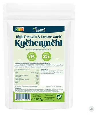 Produktbild von Locawo High Protein Low Carb Kuchenmehl | Mehlersatz | 1 kg