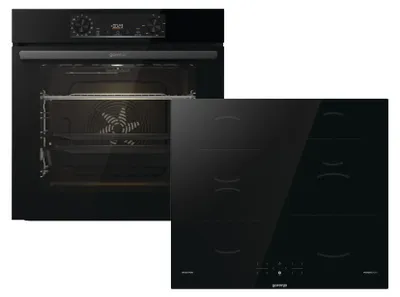 Produktbild von Gorenje BO6737E02BG + GI6401BSC, Keramik, 4 Zone(n), Glaskeramik, Schwarz, Berührung, 59,5 cm