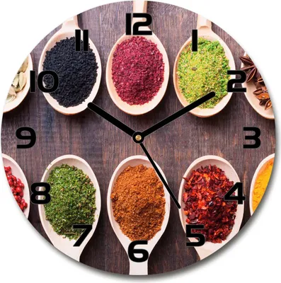Produktbild von Wanduhr aus Glas 30fi Glasbild Glasuhr Gehärtetes Glas - schwarze-zeiger - Colorful spices