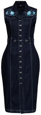 Produktbild von Queen Kerosin Denim Bleistiftkleid - Sailor XS
