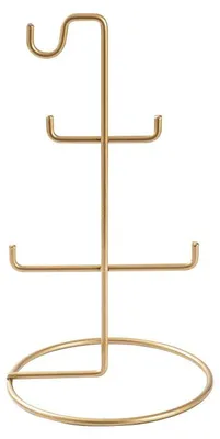 Image de Porte-bijoux Organisateur en métal doré diamètre 15 cm hauteur 27 cm