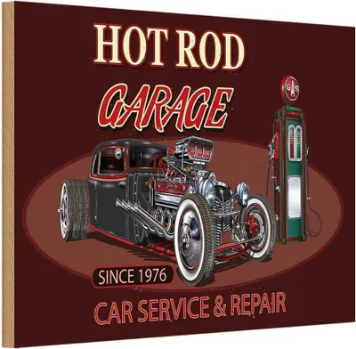 Produktbild von vianmo Holzschild 20x30 cm Auto hot rod Garage car service repair