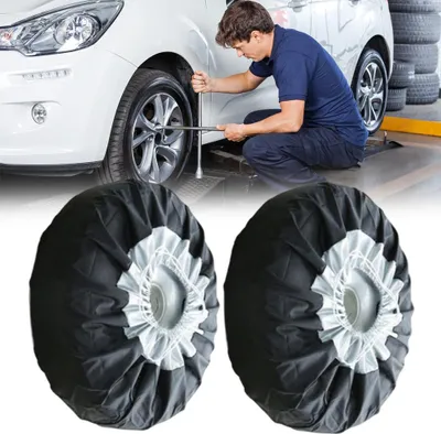 Image de Housse pour pneu de voiture, sac de rangement pare-soleil, roue imperméable et coupe-vent