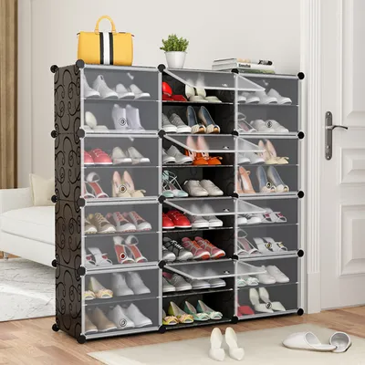 Produktbild von JEOBEST  Schuhschrank DIY - 12 Fächer Kunststoff Schuhablage, Schrank Regalsystem Kunststoff Schuhablage - 120x 30x 120cm