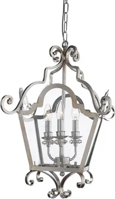 Produktbild von Casa Padrino Luxus Barock Wohnzimmer Hängeleuchte Silber 40 x 40 x H. 62 cm - Handgefertigte Metall Laterne mit Swarovski Kristallglas - Luxus Qualität -  Italy - Edel & Prunkvoll