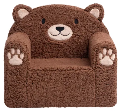 Kindersofa mit Bärenmotiv, Sherpa-Bezug, 55x40x43 cm