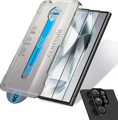 Produktbild von 2-Pack Samsung Galaxy S24 Ultra Displayschutzfolie & 1-Pack Kameraschutz - Gehärtetes Glas | [Automatische Installation] - Blasenfrei