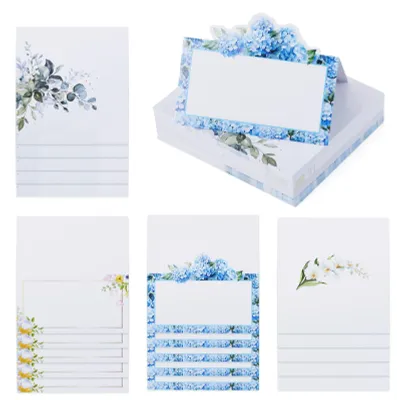 Image de Cartes de table - Motifs floraux - Pour mariages, restaurants et événements - 100 x 90 mm - Lot de 80