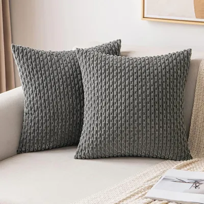 Image de Housse de coussin en velours côtelé, housse de coussin décorative, coussin moderne pour canapé, doux, pour canapé, salon, chambre, lot de 2, 40 x 40 cm