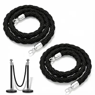 Absperrseil 2er-Pack 1,5 m schwarz mit silbernen Haken