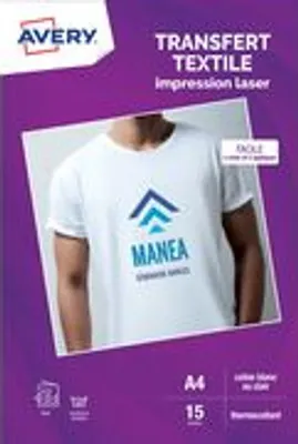 Produktbild von AVERY T-Shirt Transferfolie DIN A4 weiß 15 Folien auf 15 Blatt helle Textilien