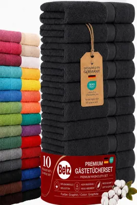 Produktbild von Betz 10 Stück Gästetücher 30x50 cm PREMIUM 100% Baumwolle Set Händehandtücher Farbe: graphit