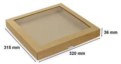 Produktbild von Dekorative Geschenkbox mit Deckel 320 x 315 x 36 mm mit Sichtfenster