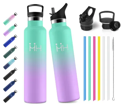 Produktbild von Isolierflasche 1L, Trinkflasche mit Strohhalm, BPA-Frei, Kohlensäure Geeignet, T