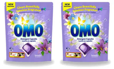 Produktbild von 2 x Omo Wascapsules Lavendel & Eucalyptus für Buntwäsche - Vorteilspackung - 2 Stücke