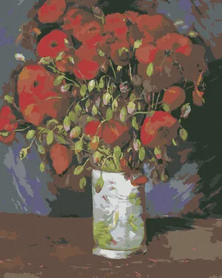 Produktbild von Zuty - Malen nach Zahlen - VASE MIT ROTEN MOHNBLUMEN (VINCENT VAN GOGH), 40x50 cm, ohne Keilrahmen