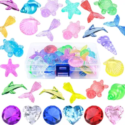 Produktbild von 26 Stück Tauchjuwel Pool Spielzeug, Tauchspielzeug fš¹r Kinder, Sommer Schwimm Tauch Spielzeug Set mit Meerestieren und Edelstein