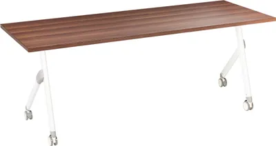 Produktbild von BELIANI Schreibtisch Dunkelbraun u. Weiß 180 x 60 cm Klappbar Faltbar mit Rollen Mobil Bürotisch für Homeoffice Büro Modernes Design