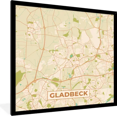 Produktbild von MuchoWow® Gerahmtes Poster Stadtplan - Gladbeck - Vintage - Karte 40x40 cm - Poster mit Schwarzem Bilderrahmen Wandposter Rahmen Foto Bilder - Mit Rahmen - Wanddekoration Schlafzimmer