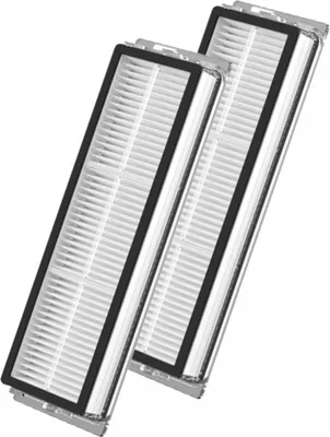 Two vacuum cleaner filters are shown diagonally against a white background.