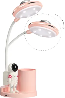 Produktbild von LED Kinder Schreibtischlampe, Astronaut Tischlampe mit Projektor & Stifthalter, dimmbar, wiederaufladbar, Leselampe für Schüler & Studenten