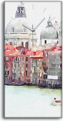 Produktbild von Wanduhr Bürouhr Leinwand Bild Geräuschlos Kunstdruck 30x60 Venedig Italien Stadt - weiße Hände