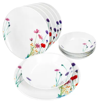 Immagine prodotto di servizio da 12 pezzi Marie porcelain 6 persone piatti da pranzo piatti fondi fiori
