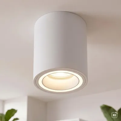 Immagine prodotto di Faretto da soffitto in alluminio GU10 rotondo Ø 8 cm montaggio esterno bianco, Immagine generata dall'IA