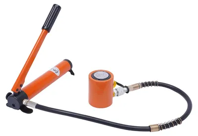 Obrázok produktu pre Hydraulický zdvihák – 20-tonový hydraulický valec s ručnou pumpou – Maximálny tlak 70 MPa – Zdvih 50 mm – Maximálna výška 155 mm – Objem oleja 350 cm³ – Oranžová farba