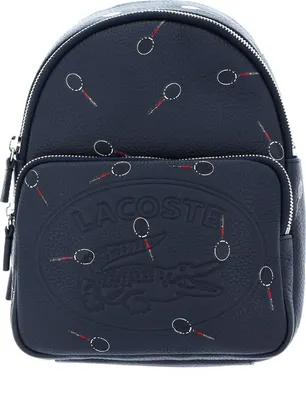 Produktbild von LACOSTE Leder Freizeitrucksack Rucksack Croco Crew Seasonal Backpack Eclipse Badge blau