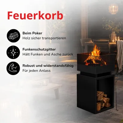 Image de Corbeille à feu Outdoor Cheminée de jardin avec pare-étincelles Cheminée de terrasse BBQ Foyer