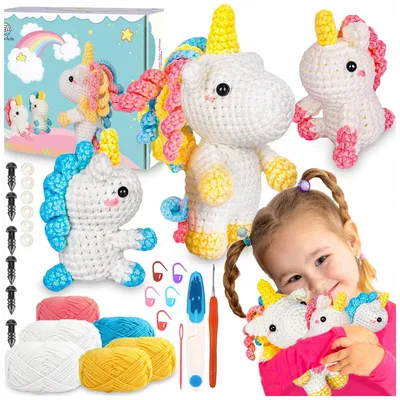 Produktbild von DIY Häkelset für Einhorn-Amigurumis mit Zubehör