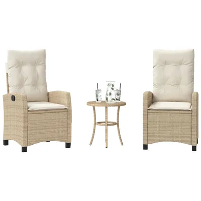Produktbild von Maison Exclusive - 3-tlg. Bistro-Set mit Kissen Beige Poly Rattan