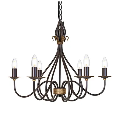 Zdjęcie produktu dla Żyrandol Windermere rdzawo-złoty 6xE14x60W metal wym:199x64,5x64,5cm IP20 Elstead