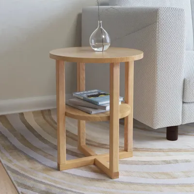 Image de The Living Store Table d'appoint 40×50 cm chêne massif