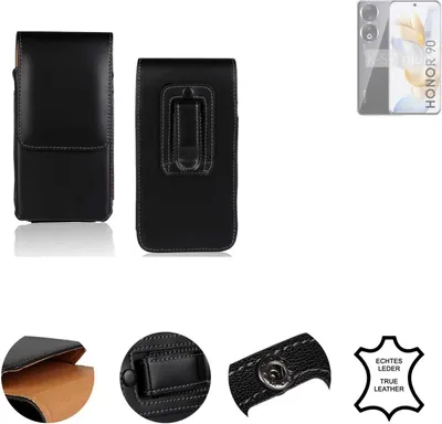 Produktbild von K-S-Trade Holster Gürteltasche Handy Hülle Schutzhülle kompatibel mit Honor 90 Handyhülle Leder schwarz, 1x