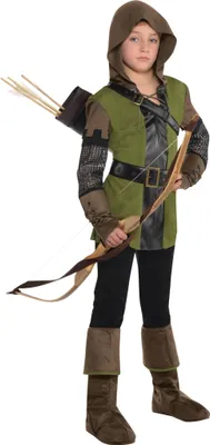 Robin Hood Kostüm für Kinder 8-14 Jahre grün Räuber Fasching Karneval Mottoparty Kinderfasching Kindergeburtstag