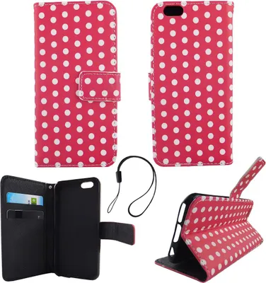 Produktbild von Handyhülle Tasche für Handy Apple iPhone 6 / 6s Polka Dot Pink Weiss