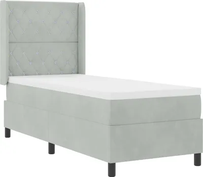 Immagine prodotto di vidaXL Letto boxspring con materasso LED grigio chiaro 80 x 200 cm velluto