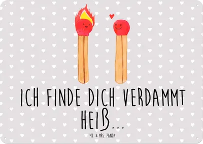 Produktbild von Mr. & Mrs. Panda Wandbild Streichhölzer DIN A5 - Grau Pastell - Geschenk, Liebesgeschenk, Blechschild, tafel, Freundin, Liebesbeweis, Schild, Magnetschild, Türschild