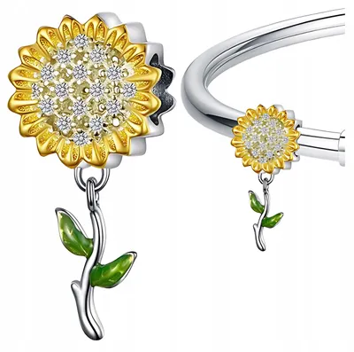 Zdjęcie produktu dla CHARMS srebro pr 925 SŁONECZNIK zawieszka koralik beads kolorowe cyrkonie