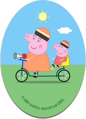 Produktbild von Peppa Wutz © Oval Fahrrad - Aufnäher, Bügelbild, Aufbügler, Applikationen, Patches, Flicken, Zum Aufbügeln, Größe: 11 x 8 cm