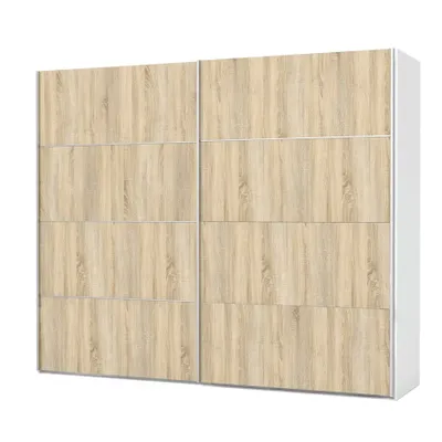 Zdjęcie produktu dla Veto szafa na ubrania 2 drzwi, szerokość 242 cm, biały i struktura dąb dekor.