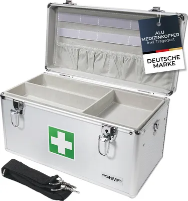Produktbild von HMF 14701-09 Alu Medizinkoffer, Erste Hilfe Koffer, Tragegriff, 40 x 22,5 x 20,5 cm