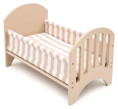 Produktbild von howa Puppenbett „stripes“ aus Holz mit Kissen und Decke 21403