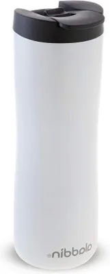 Image de Mug de voyage isotherme sous vide 0,47 L, blanc et acier inoxydable