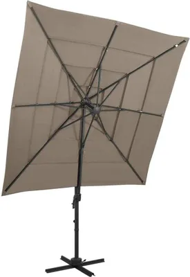 Zdjęcie produktu dla The Living Store Parasol z aluminiowym drążkiem 4-warstwowy Taupe 250x250 cm